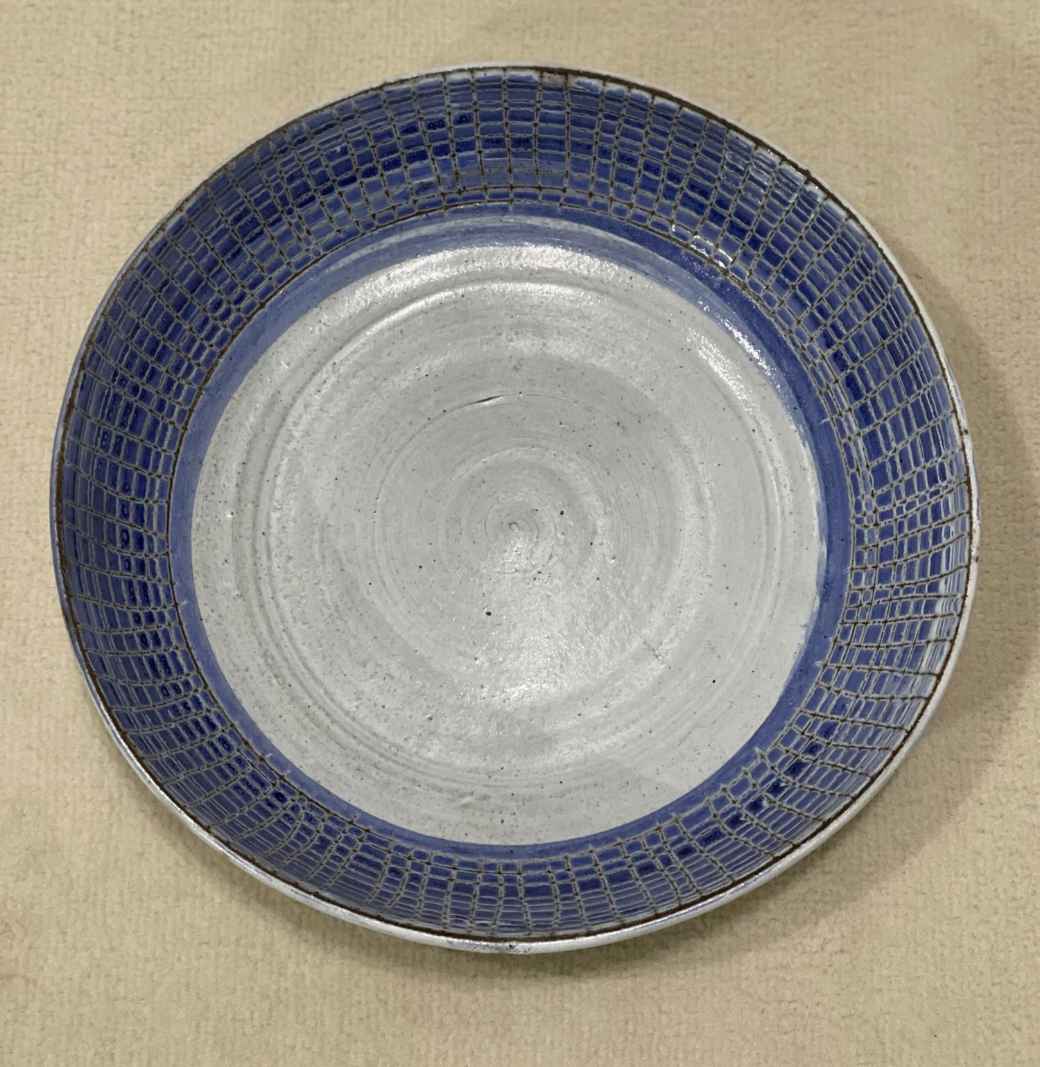 1950s Vallauris Large Blue & White Ceramic Dish 5 1950s Vallauris Large Blue & White Ceramic Dish - Image 3