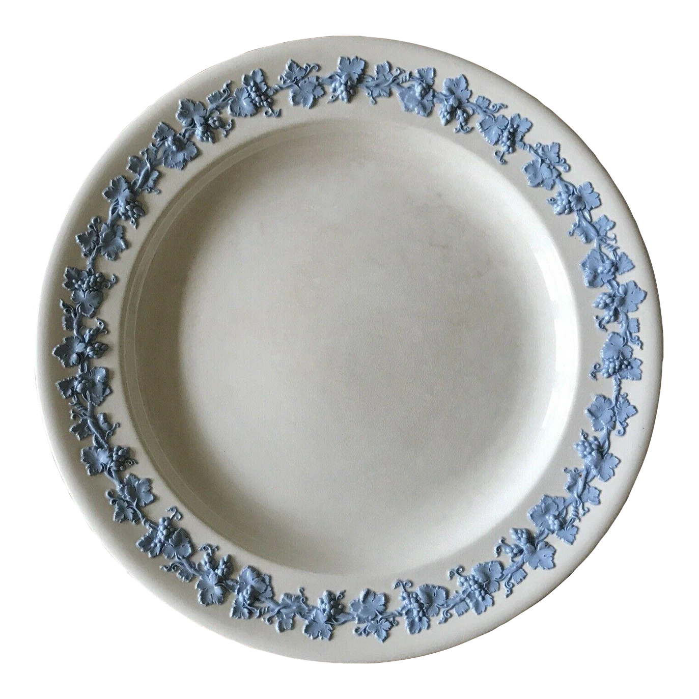 1950s Wedgwood Embossed Queensware Lavender On Cream Chop Plate 3 1950s Wedgwood Embossed Queensware Lavender On Cream Chop Plate