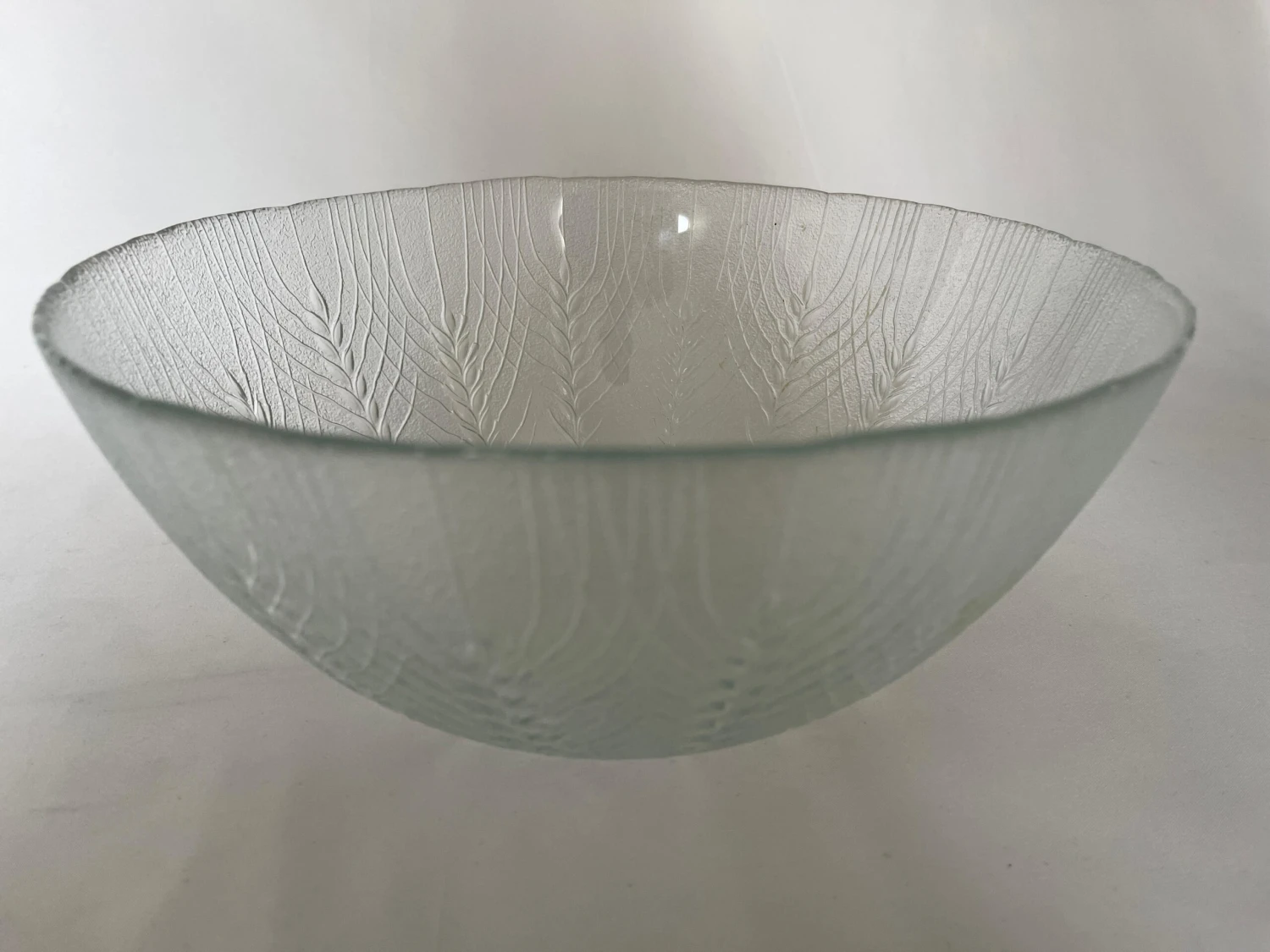 1960s Danish Glass Salad Serving Bowl On Curved Teak Wood Stand 11 1960s Danish Glass Salad Serving Bowl On Curved Teak Wood Stand - Image 9