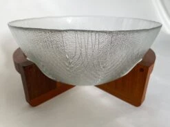 1960s Danish Glass Salad Serving Bowl On Curved Teak Wood Stand 15 1960s Danish Glass Salad Serving Bowl On Curved Teak Wood Stand -Lenox Shop 1960s danish glass salad serving bowl on curved teak wood stand 3232