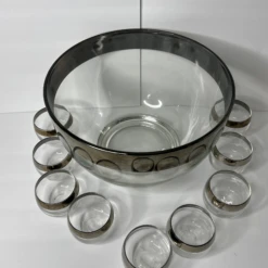 1960s Dorothy Thorpe Mid-Century Modern Punch Bowl And Glasses - Set Of 9 -Lenox Shop 1960s dorothy thorpe mid century modern punch bowl and glasses set of 9 0081