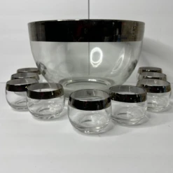 1960s Dorothy Thorpe Mid-Century Modern Punch Bowl And Glasses - Set Of 9 -Lenox Shop 1960s dorothy thorpe mid century modern punch bowl and glasses set of 9 8385