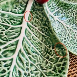 1960s Rare Bordallo Pinheiro Sample Cabbage And Fruits Majolica Platter In Barbott Earthenware With 5 Compartments -Lenox Shop 1960s rare bordallo pinheiro sample cabbage and fruits majolica platter in barbott earthenware with 5 compartments 1860