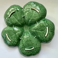 1960s Rare Bordallo Pinheiro Sample Cabbage And Fruits Majolica Platter In Barbott Earthenware With 5 Compartments -Lenox Shop 1960s rare bordallo pinheiro sample cabbage and fruits majolica platter in barbott earthenware with 5 compartments 8554