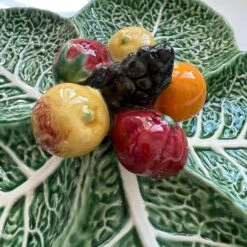 1960s Rare Bordallo Pinheiro Sample Cabbage And Fruits Majolica Platter In Barbott Earthenware With 5 Compartments -Lenox Shop 1960s rare bordallo pinheiro sample cabbage and fruits majolica platter in barbott earthenware with 5 compartments 9824