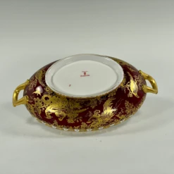 1960s Royal Crown Derby Bone China Paradise Maroon Oval Covered Vegetable Dish -Lenox Shop 1960s royal crown derby bone china paradise maroon oval covered vegetable dish 3813