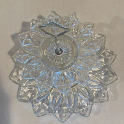 1960s Vintage Petal Flower 2 Tier Clear Pressed Glass Serving Tray 18 1960s Vintage Petal Flower 2 Tier Clear Pressed Glass Serving Tray -Lenox Shop 1960s vintage petal flower 2 tier clear pressed glass serving tray 5905