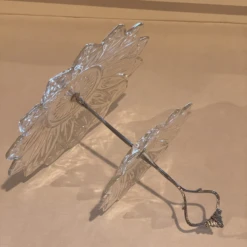 1960s Vintage Petal Flower 2 Tier Clear Pressed Glass Serving Tray 14 1960s Vintage Petal Flower 2 Tier Clear Pressed Glass Serving Tray -Lenox Shop 1960s vintage petal flower 2 tier clear pressed glass serving tray 7530