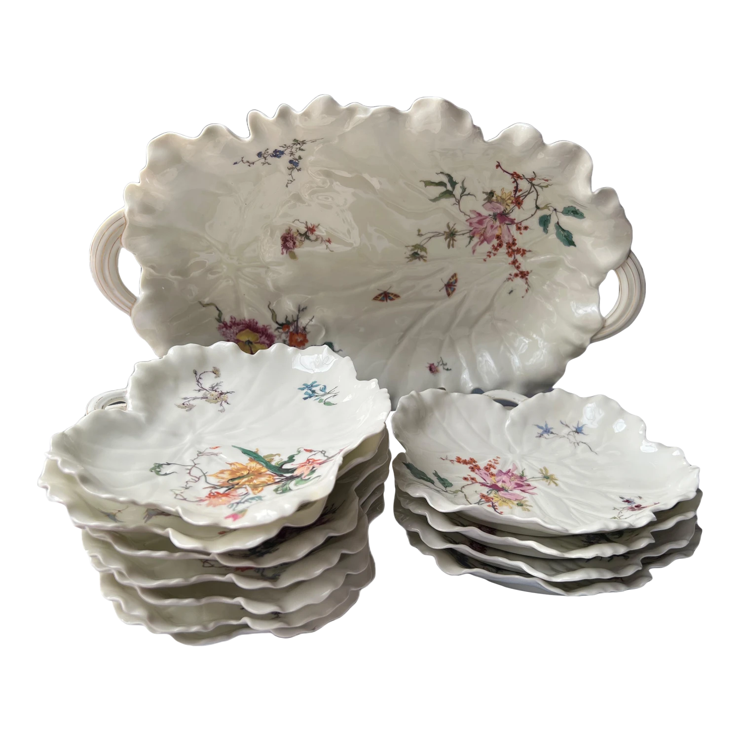 1970s Signed Haviland Limoges France Floral Pattern Dishes, 11 Pieces 3 1970s Signed Haviland Limoges France Floral Pattern Dishes, 11 Pieces