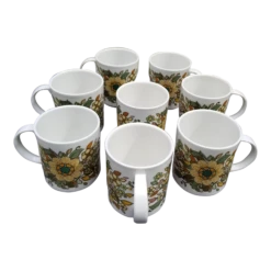 1970s Vintage Royal Doulton Fine China Mugs - Set Of 8