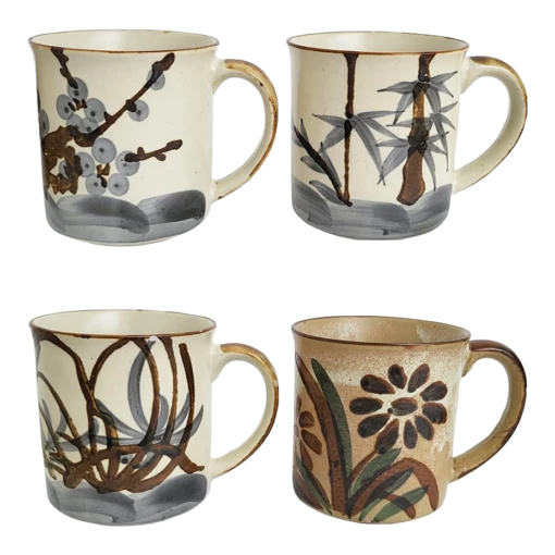 1970s Vintage Stoneware Coffee Cups- Set Of 4 -Lenox Shop 1970s vintage stoneware coffee cups set of 4 9597