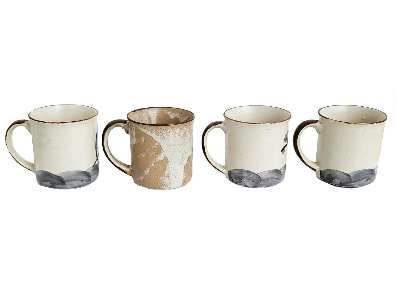 1970s Vintage Stoneware Coffee Cups- Set Of 4 6 1970s Vintage Stoneware Coffee Cups- Set Of 4 - Image 4
