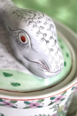 1980s Handpainted Ceramic Rabbit Casserole Dish -Lenox Shop 1980s handpainted ceramic rabbit casserole dish 0880