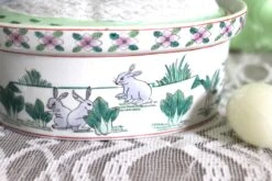 1980s Handpainted Ceramic Rabbit Casserole Dish -Lenox Shop 1980s handpainted ceramic rabbit casserole dish 2431