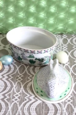 1980s Handpainted Ceramic Rabbit Casserole Dish -Lenox Shop 1980s handpainted ceramic rabbit casserole dish 8773