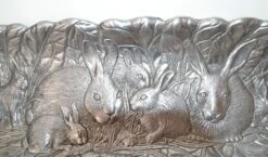 1990s Arthur Court Cast Aluminum Repousse Bunnies Rectangle Serving Platter Tray -Lenox Shop 1990s arthur court cast aluminum repousse bunnies rectangle serving platter tray 5268