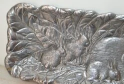 1990s Arthur Court Cast Aluminum Repousse Bunnies Rectangle Serving Platter Tray -Lenox Shop 1990s arthur court cast aluminum repousse bunnies rectangle serving platter tray 6385