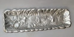 1990s Arthur Court Cast Aluminum Repousse Bunnies Rectangle Serving Platter Tray -Lenox Shop 1990s arthur court cast aluminum repousse bunnies rectangle serving platter tray 7786