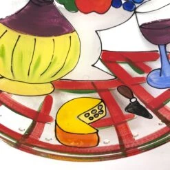 1990s Large Round Handpainted Fiasco Wine Bottle Cheese Fruit Glass Bowl, Made In Italy -Lenox Shop 1990s large round handpainted fiasco wine bottle cheese fruit glass bowl made in italy 4302