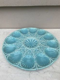 19th Century Majolica Aqua Shell Oyster Platter Sarreguemines -Lenox Shop 19th century majolica aqua shell oyster platter sarreguemines 3331