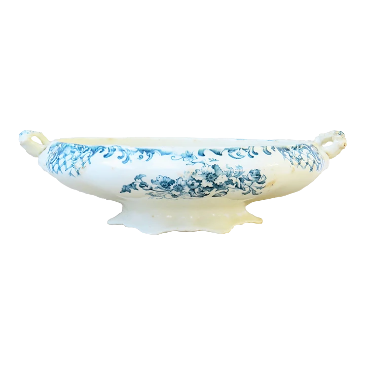 19thC English Or French Blue & White Ironstone Serving Bowl 3 19thC English Or French Blue & White Ironstone Serving Bowl