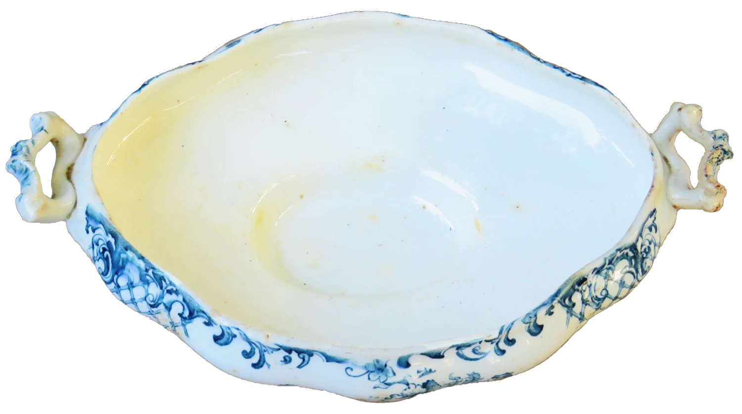 19thC English Or French Blue & White Ironstone Serving Bowl 4 19thC English Or French Blue & White Ironstone Serving Bowl - Image 2