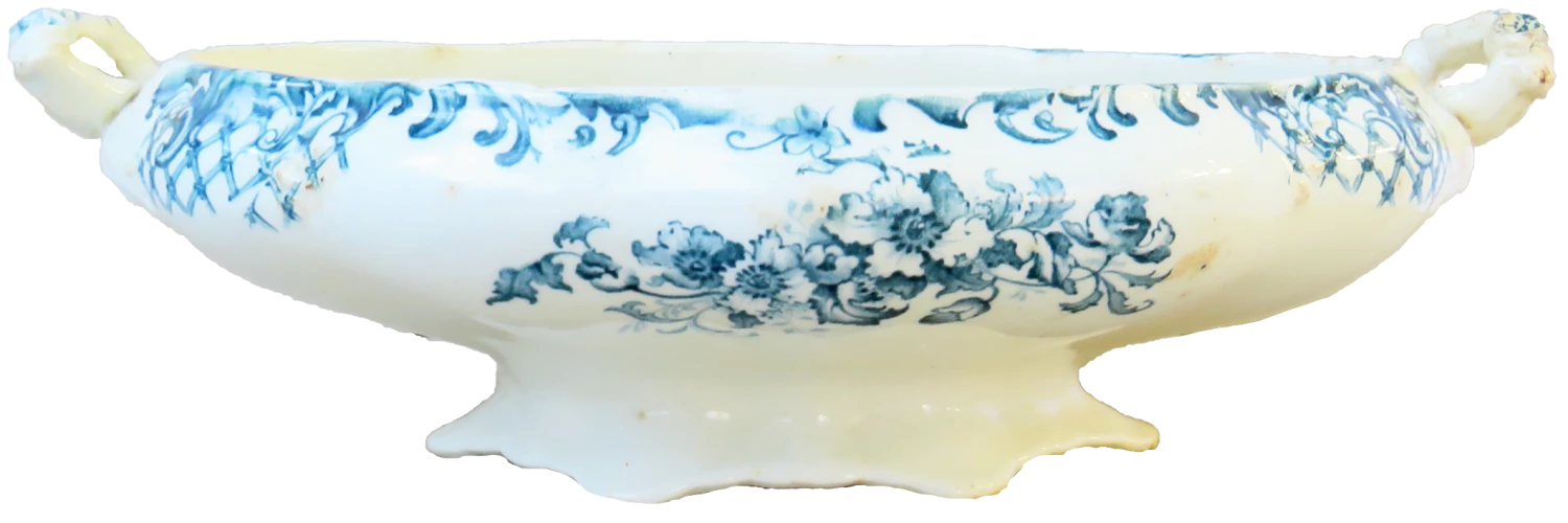 19thC English Or French Blue & White Ironstone Serving Bowl 5 19thC English Or French Blue & White Ironstone Serving Bowl - Image 3