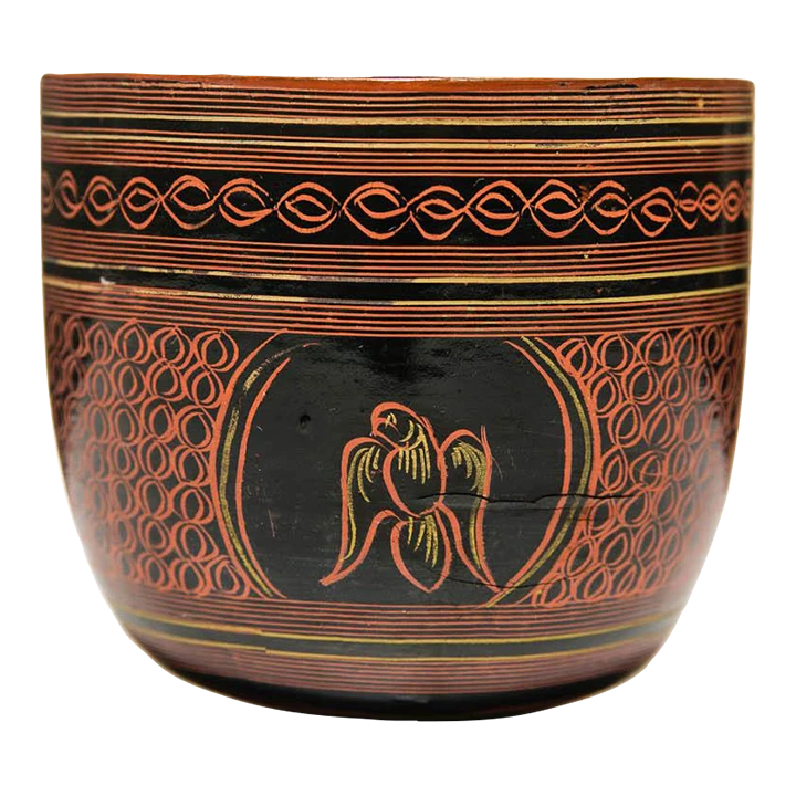 20th Century Vintage Collector-Grade Burmese Parrot Lacquerware Cup 3 20th Century Vintage Collector-Grade Burmese Parrot Lacquerware Cup