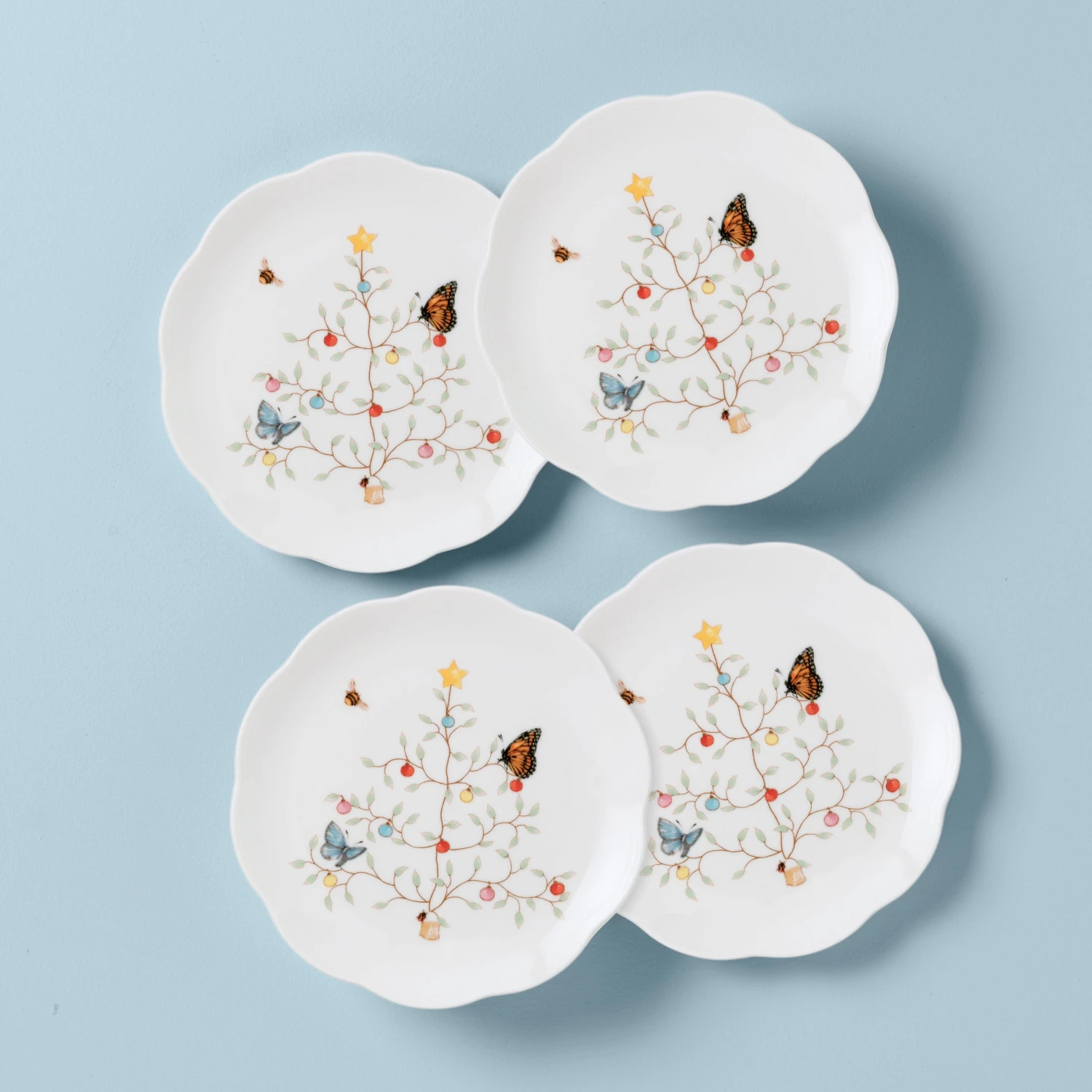 Lenox Butterfly Meadow Seasonal Dessert Plate, Set Of 4 3 Lenox Butterfly Meadow Seasonal Dessert Plate, Set Of 4