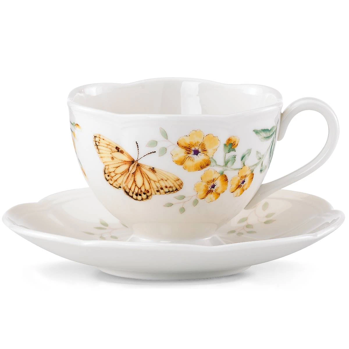 Lenox Butterfly Meadow Fritillary Cup And Saucer 3 Lenox Butterfly Meadow Fritillary Cup And Saucer