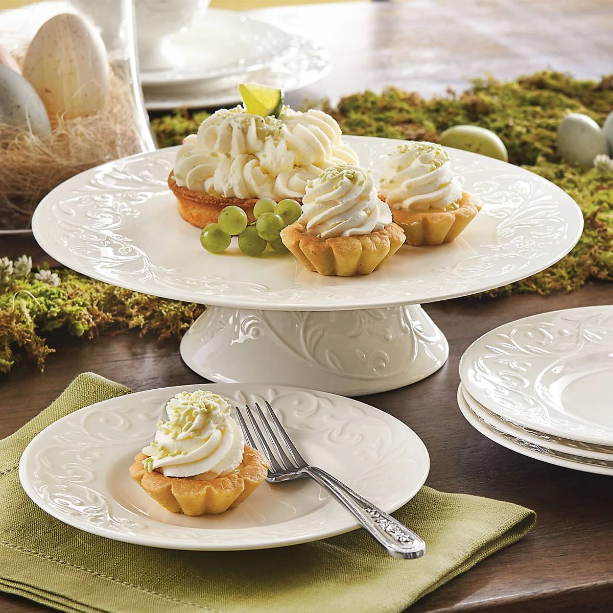 Lenox Opal Innocence Carved 4-pc 7" Dessert Plate Set 5 Lenox Opal Innocence Carved 4-pc 7" Dessert Plate Set - Image 3