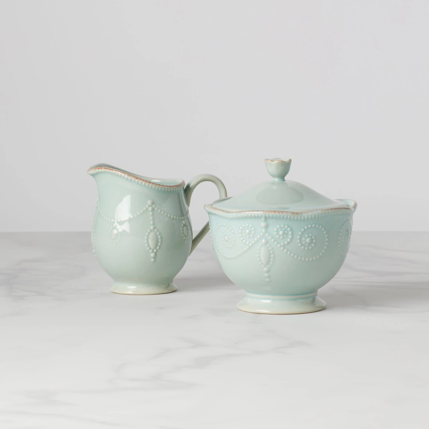 Lenox French Perle White Sugar & Creamer 5 Lenox French Perle White Sugar & Creamer - Image 3