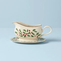 Lenox Holiday Gravy Boat & Stand
