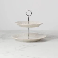 Lenox French Perle White 2-Tiered Server