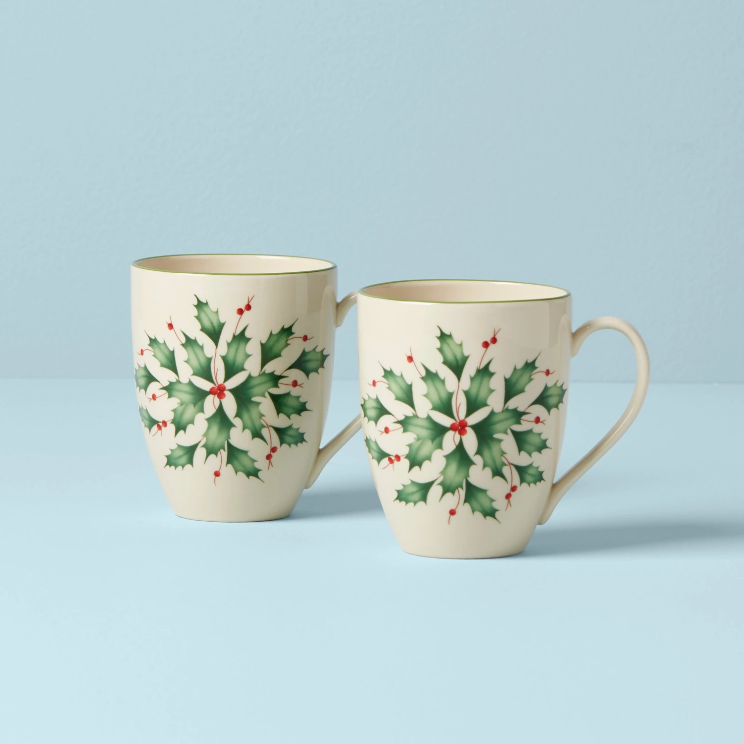 Lenox Hosting The Holidays 2-Piece Holly Mug Set 3 Lenox Hosting The Holidays 2-Piece Holly Mug Set