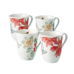 Lenox Butterfly Meadow Holiday 4-Piece Mug Set -Lenox Shop 884474 wHR