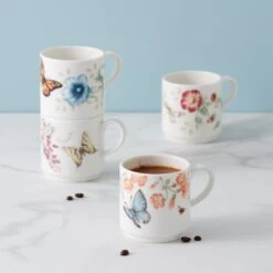 Lenox Butterfly Meadow 4-Piece Stacking Mug Set -Lenox Shop 890451 w11