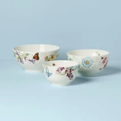 Lenox Butterfly Meadow 3-Piece Bowl Set 8 Lenox Butterfly Meadow 3-Piece Bowl Set -Lenox Shop 893575 w11