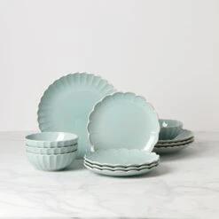 Lenox French Perle Scallop 12-Piece Dinnerware Set