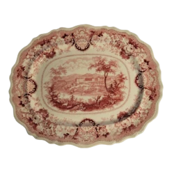Adams Staffordshire Pink Transferware Platter Of West Point. Circa 1850
