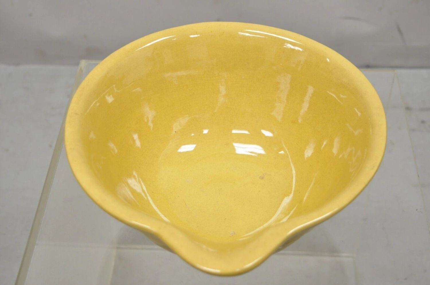 American Provincial Country Primitive Yellow Pottery Ceramic Wash Basin Bowl 6 American Provincial Country Primitive Yellow Pottery Ceramic Wash Basin Bowl - Image 4
