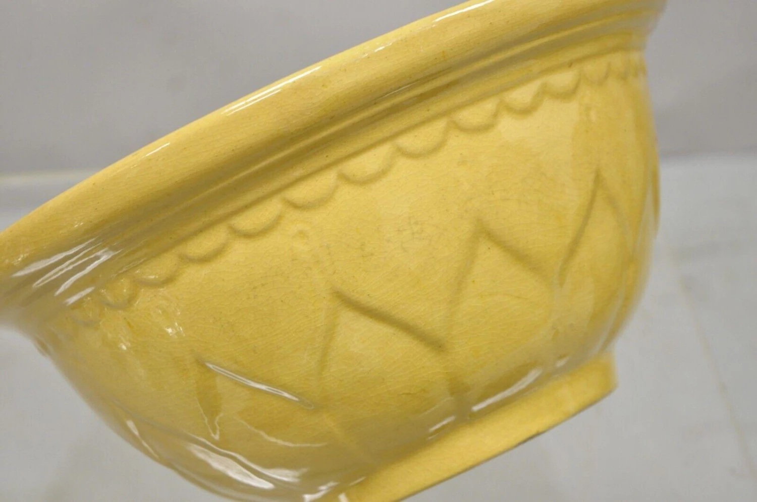 American Provincial Country Primitive Yellow Pottery Ceramic Wash Basin Bowl 5 American Provincial Country Primitive Yellow Pottery Ceramic Wash Basin Bowl - Image 3