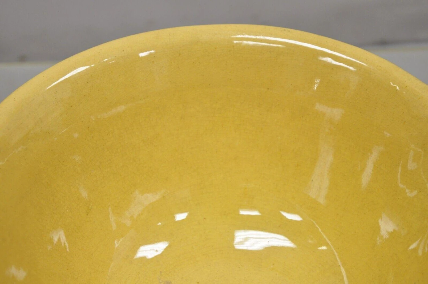 American Provincial Country Primitive Yellow Pottery Ceramic Wash Basin Bowl 8 American Provincial Country Primitive Yellow Pottery Ceramic Wash Basin Bowl - Image 6