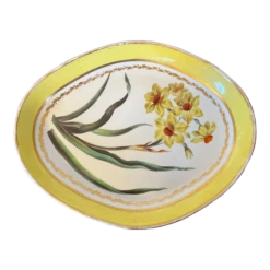 Antique 18th Century Derby Porcelain Botanical Dessert Dish Named Specimen By John Brewer - Narcissus Or Daffodil On Yellow Ground - Pattern 216