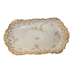 Antique 19th Century Limoges Porcelain Gold Rimmed Serving Platter