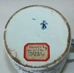 Antique 19th Century Samson Tin Glaze Faience Delft Tankard Mug Or Jug With Chinese & Masonic Decoration -Lenox Shop antique 19th century samson tin glaze faience delft tankard mug or jug with chinese and masonic decoration 3466