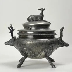 Antique 19th Century Victorian Wilcox Silver Plate Co. Lidded Soup Tureen With Deer And Fawn -Lenox Shop antique 19th century victorian wilcox silver plate co lidded soup tureen with deer and fawn 8933