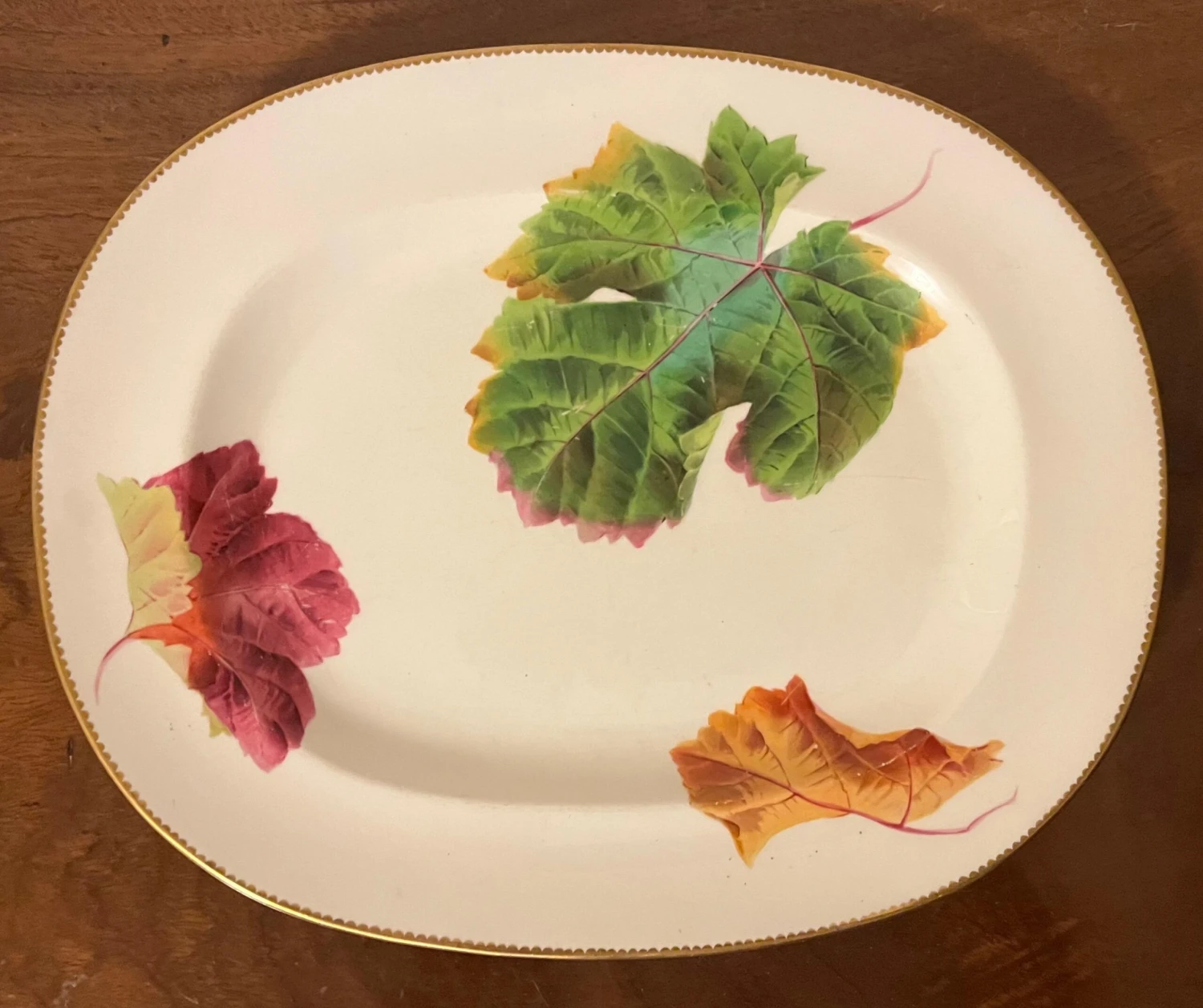 Antique 19th Century Wedgwood Shadow Leaf Porcelain Platter 11 Antique 19th Century Wedgwood Shadow Leaf Porcelain Platter - Image 9