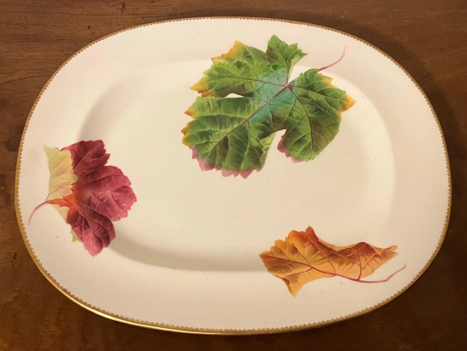 Antique 19th Century Wedgwood Shadow Leaf Porcelain Platter 5 Antique 19th Century Wedgwood Shadow Leaf Porcelain Platter - Image 3