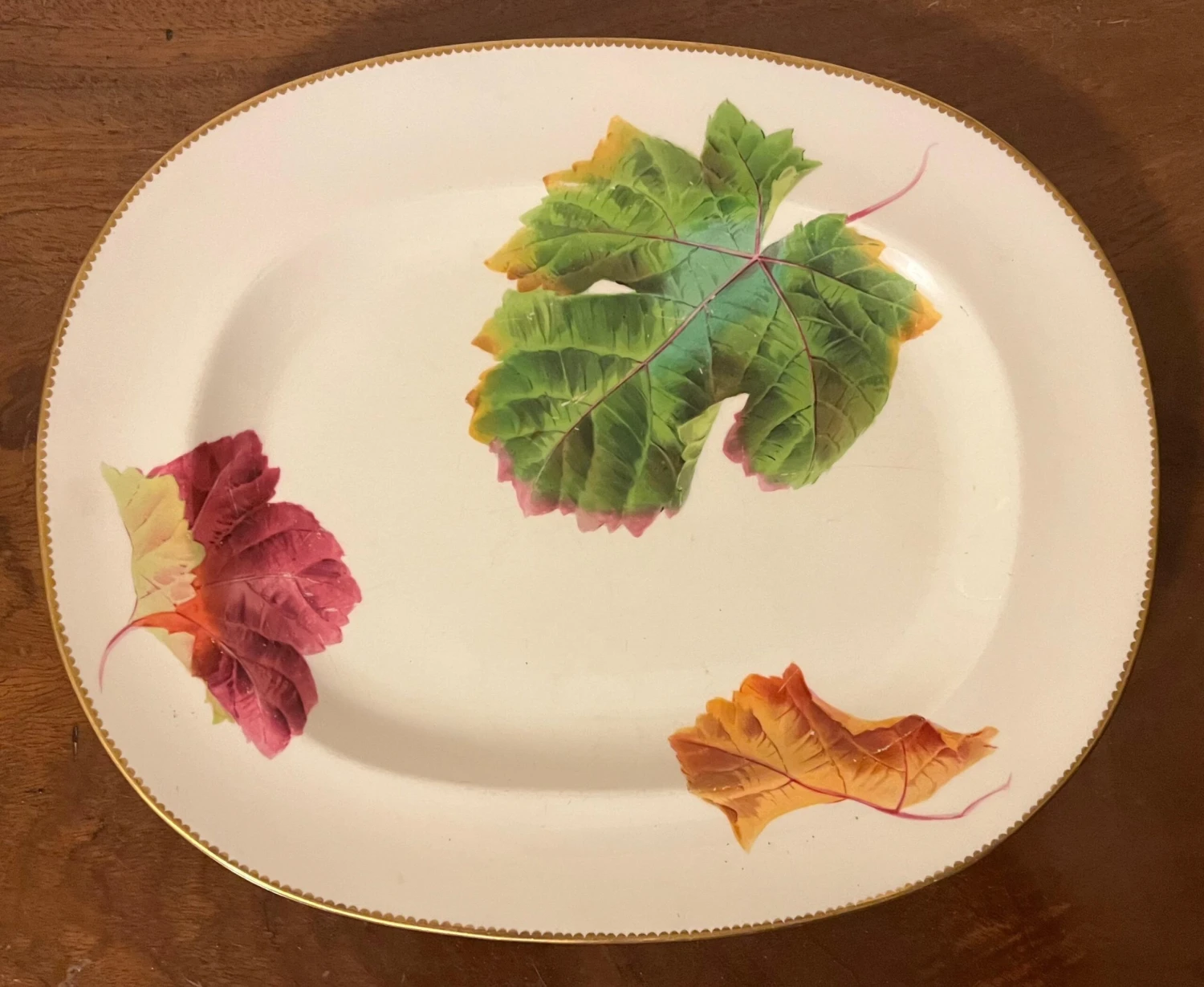 Antique 19th Century Wedgwood Shadow Leaf Porcelain Platter 7 Antique 19th Century Wedgwood Shadow Leaf Porcelain Platter - Image 5